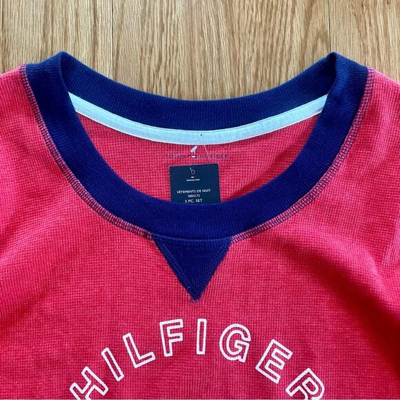 Tommy Hilfiger 1985 NYC Red Blue Thermal Shirt Top Womens Medium - Picture 3 of 15